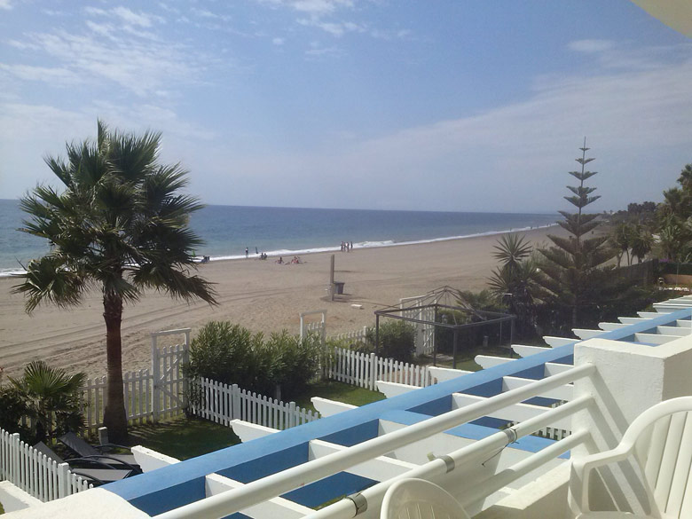 View of the beach and the mediterranean from the balcony.